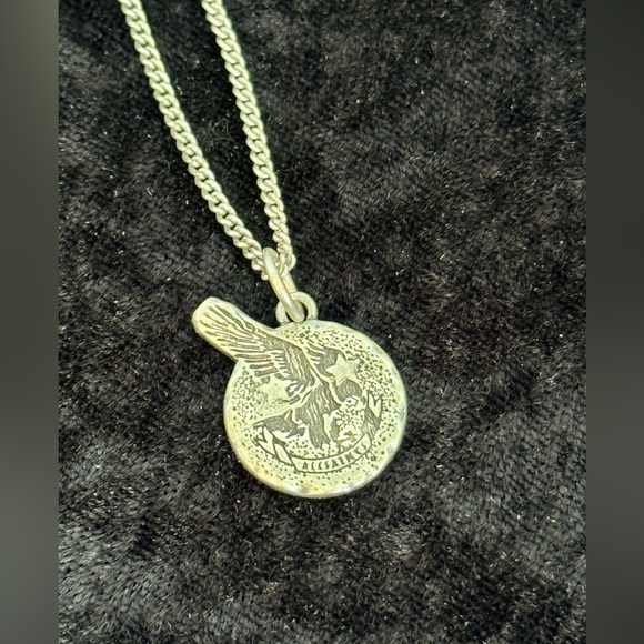 New Allsaints Eagle coin sterling silver necklace - 20” - Picture 2 of 12